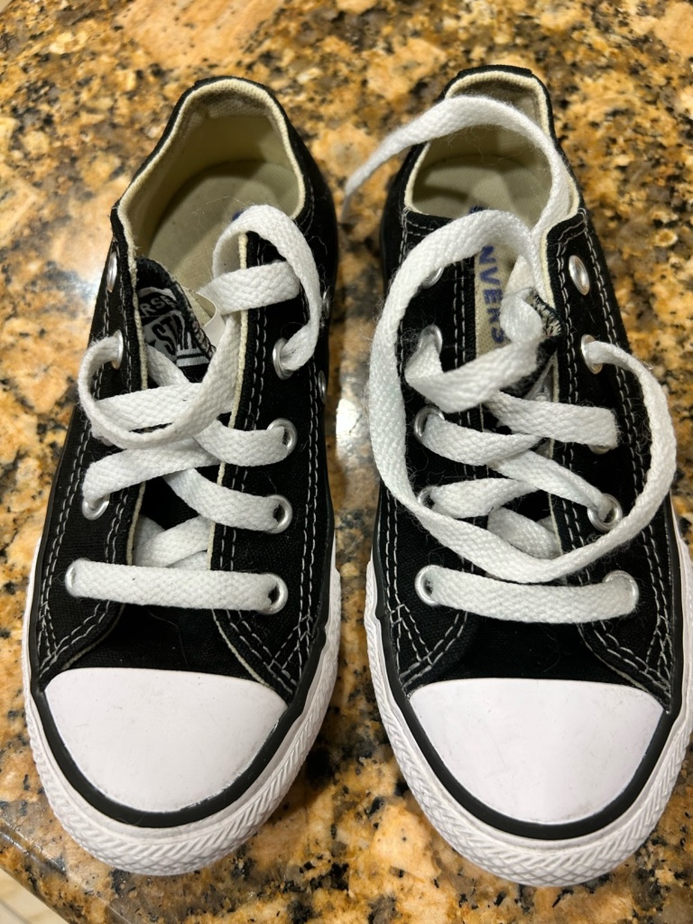 Converse Kids Black Canvas Low-Top Sneakers with White Laces